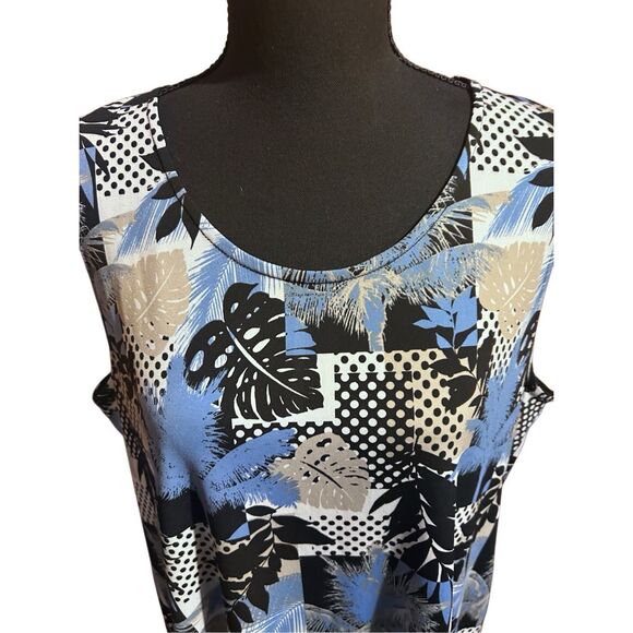 Christopher Banks Women’s Size L Layered Printed Tank Slip On Tunic Tank Blouse - Picture 2 of 11